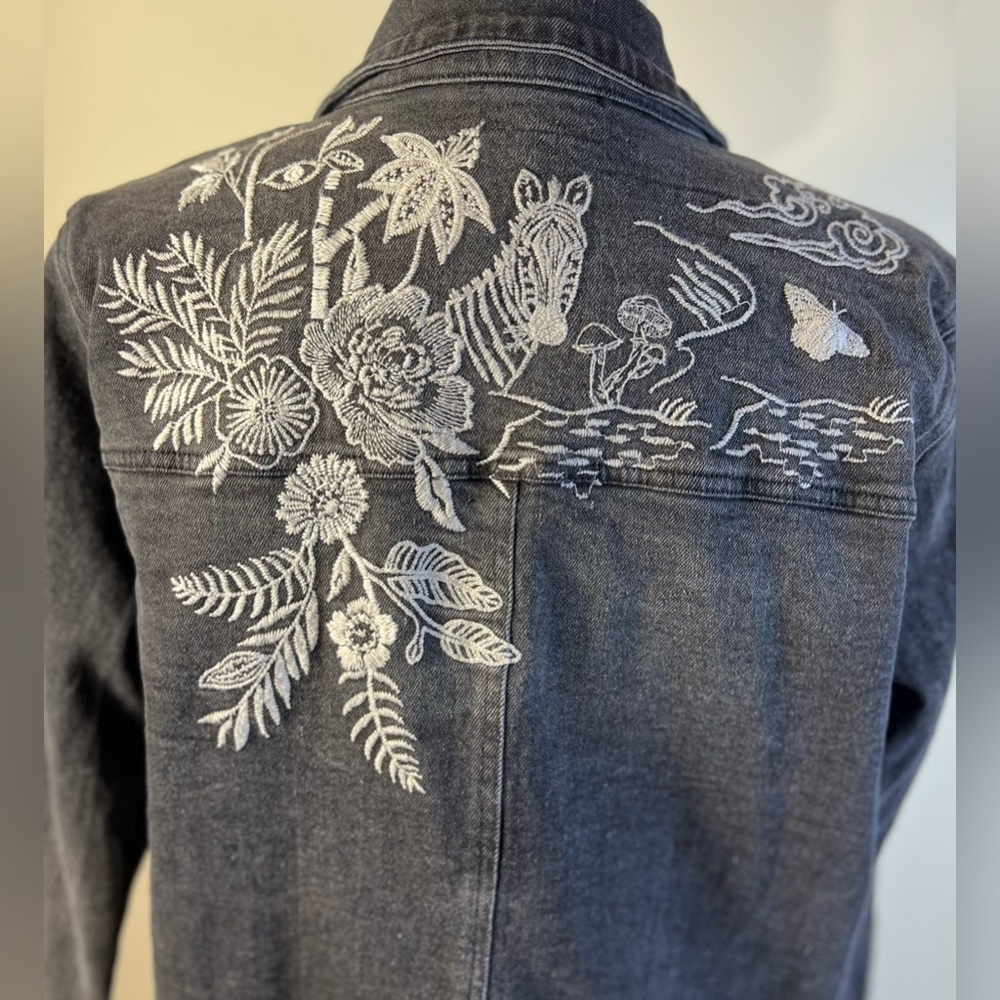 Johnny Was Workshop Eden Denim Washed Black Jacket, Size S, NWOT - Picture 9 of 15